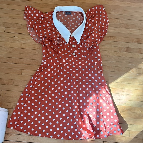 Aiden Orange Dress with polka dots - Picture 1 of 8